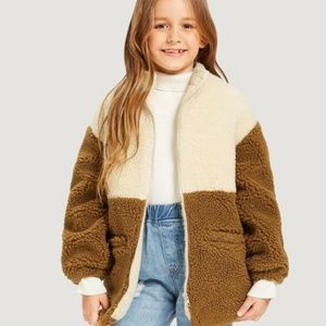 Two-tone (cream and camel) teddy coat!